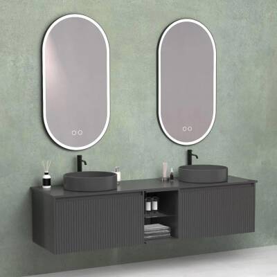 Aquanil Almonde Double Banyo Dolabı 160 cm Antrasit - 1