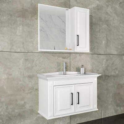 Aquanil Milano Banyo Dolabı 80 cm Beyaz - 1