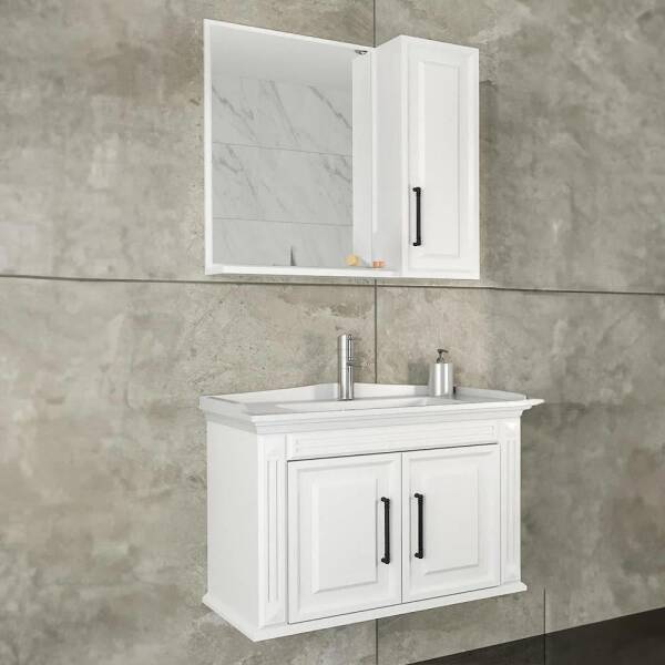 Aquanil Milano Banyo Dolabı 80 cm Beyaz - 1