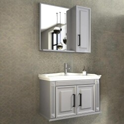 Aquanil Milano Banyo Dolabı 80 cm Gri - 1