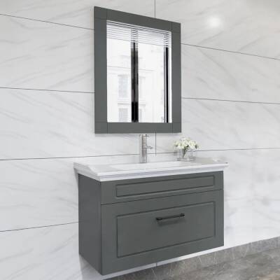 Aquanil Monaco Banyo Dolabı 80 cm Antrasit - 1