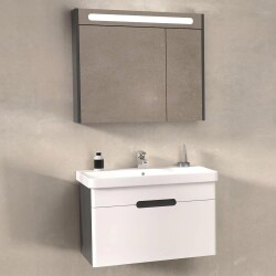 Aquanil Olimpia Banyo Dolabı 80 cm Antrasit-Beyaz - 1