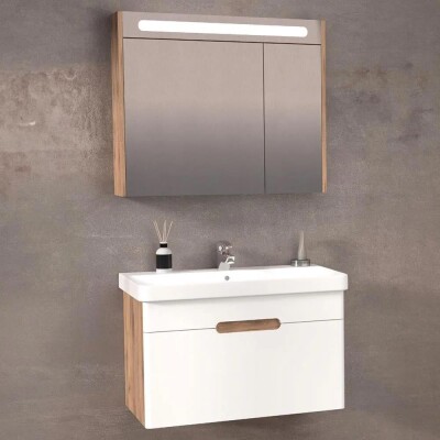 Aquanil Olimpia Banyo Dolabı 80 cm Dorado-Beyaz - 1