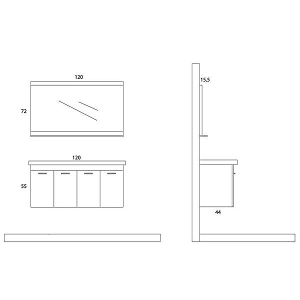 Arçın Double Banyo Dolabı (120cm) - 2