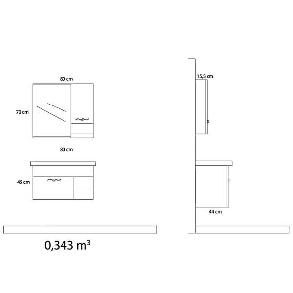 Arçın Kepez Banyo Dolabı (80cm) - 2