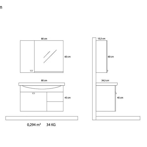 Arçın Kepez Eco Banyo Dolabı (80cm) - 3