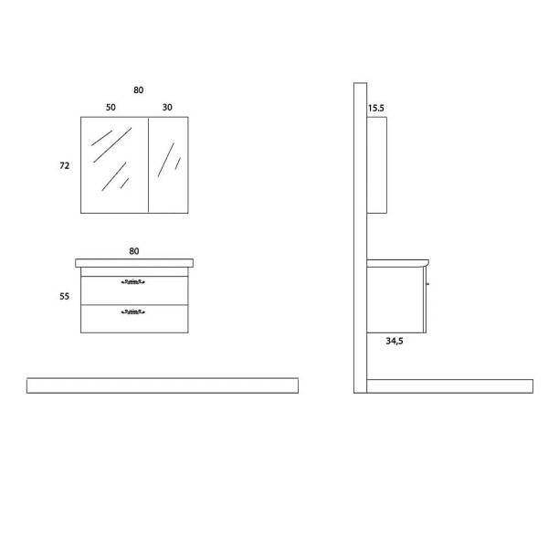 Arçın Nihor Banyo Dolabı (80cm) - 3