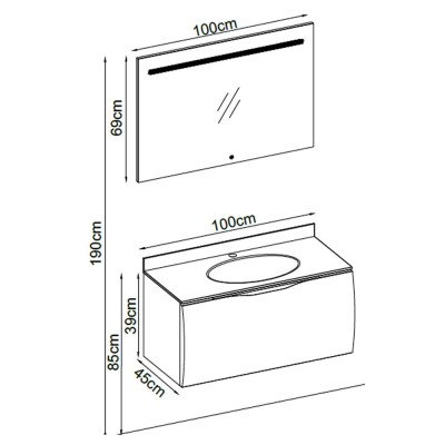 Badella Armado Banyo Dolap Takımı 100cm Siyah - 2