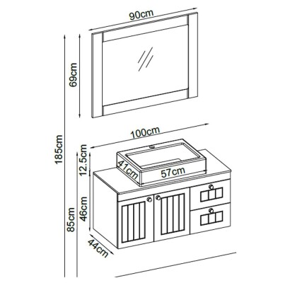 Badella Efes Banyo Dolap Takımı EFES 46100 V35 100cm Haki - 2