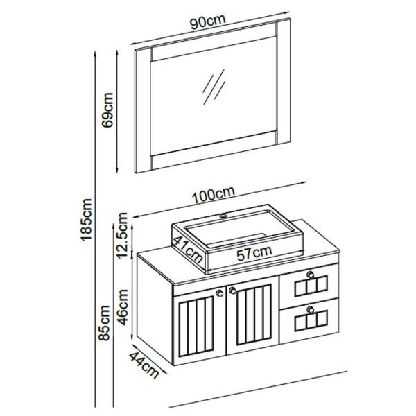 Badella Efes Banyo Dolap Takımı EFES 46100 V35 100cm Haki - 2