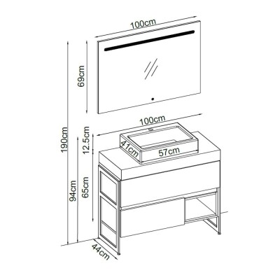 Badella Karma Banyo Dolap Takımı KARMA 55100 V31 100cm Antrasit - 2