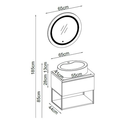 Badella Lines Banyo Dolap Takımı LINES 2865 V31 65cm Ceviz - 2