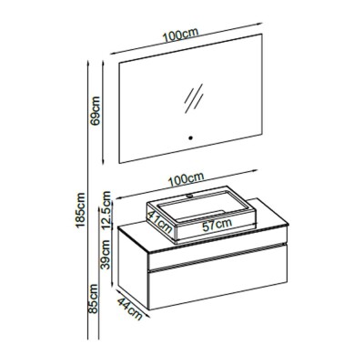 Badella Lines Banyo Dolap Takımı LINES 39100 V31 100cm Beyaz - 2