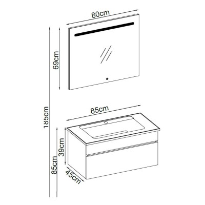 Badella Lines Banyo Dolap Takımı LINES 3965 V31 65cm Beyaz - 2