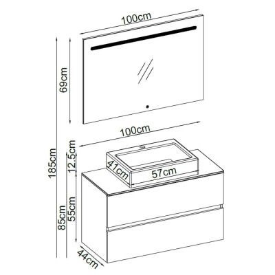 Badella Lines Banyo Dolap Takımı LINES 55100 V32 100cm Siyah - 2