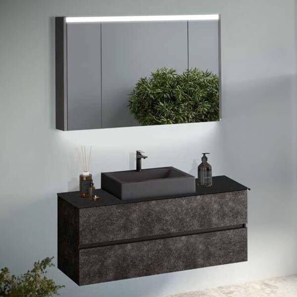 Badella Lines Banyo Dolap Takımı LINES 55120 V31 120cm Siyah - 1