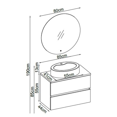 Badella Lines Banyo Dolap Takımı LINES 5585 V32 85cm Ud - 2