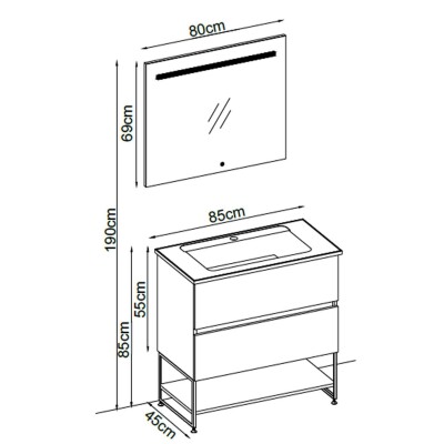 Badella Lines Banyo Dolap Takımı LINES 5585 V35 85cm Beyaz - 2