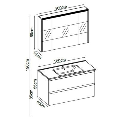 Badella Maya Banyo Dolap Takımı MAYA 55100 V31 100cm Beyaz - 2