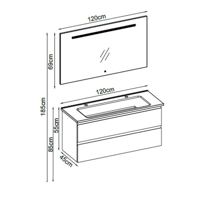 Badella Maya Banyo Dolap Takımı MAYA 55120 V31 120cm Beyaz - 2