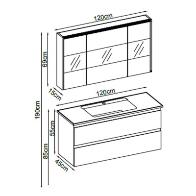 Badella Maya Banyo Dolap Takımı MAYA 55120 V32 120cm Beyaz - 2