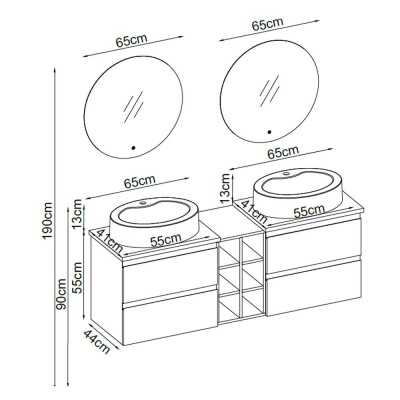 Badella Maya Banyo Dolap Takımı MAYA 55160 V31 160cm Beyaz - 2