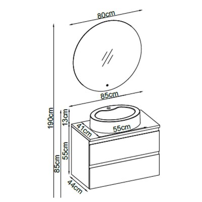 Badella Maya Banyo Dolap Takımı MAYA 5585 V33 85cm Beyaz - 2