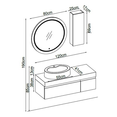 Badella Moderno Banyo Dolap Takımı MODERNO 28120 V31 120cm Beyaz - 2