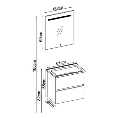 Badella Porto Banyo Dolap Takımı PORTO 5581 V32 81cm Antrasit - 2