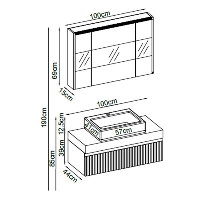 Badella Royal Banyo Dolap Takımı ROYAL 28100 V31 100cm Kumsal - 2