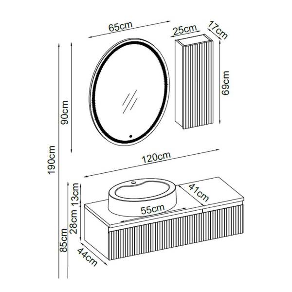 Badella Royal Banyo Dolap Takımı ROYAL 28120 V31 120cm Kumsal - 2