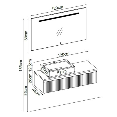 Badella Royal Banyo Dolap Takımı ROYAL 28120 V32 120cm Beyaz - 2