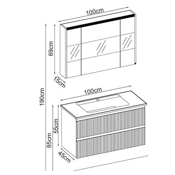 Badella Royal Banyo Dolap Takımı ROYAL 55100 V31 100cm Kumsal - 2