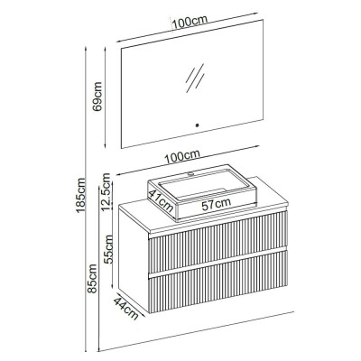 Badella Royal Banyo Dolap Takımı ROYAL 55100 V32 100cm Kumsal - 2