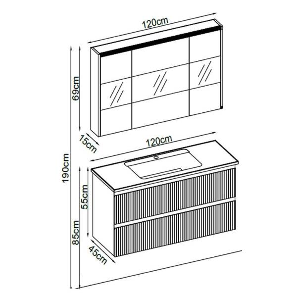 Badella Royal Banyo Dolap Takımı ROYAL 55120 V31 120cm Beyaz - 2