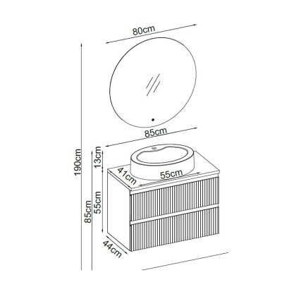 Badella Royal Banyo Dolap Takımı ROYAL 5585 V31 85cm Kumsal - 2