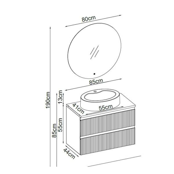 Badella Royal Banyo Dolap Takımı ROYAL 5585 V31 85cm Kumsal - 2