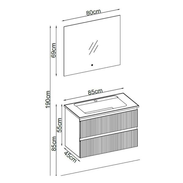 Badella Royal Banyo Dolap Takımı ROYAL 5585 V32 85 cm Kumsal - 2