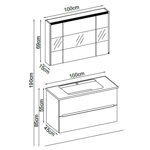 Badella Smart Banyo Dolap Takımı SMART 55100 V31 100cm Beyaz - 2