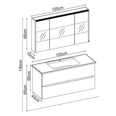 Badella Smart Banyo Dolap Takımı SMART 55120 V32 120cm Kumsal - 2