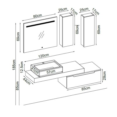 Badella Toledo Banyo Dolap Takımı TOLEDO 28160 V31 160cm Beyaz - 2