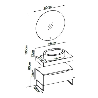 Badella Toledo Banyo Dolap Takımı TOLEDO 2885 V31 85cm Beyaz - 2