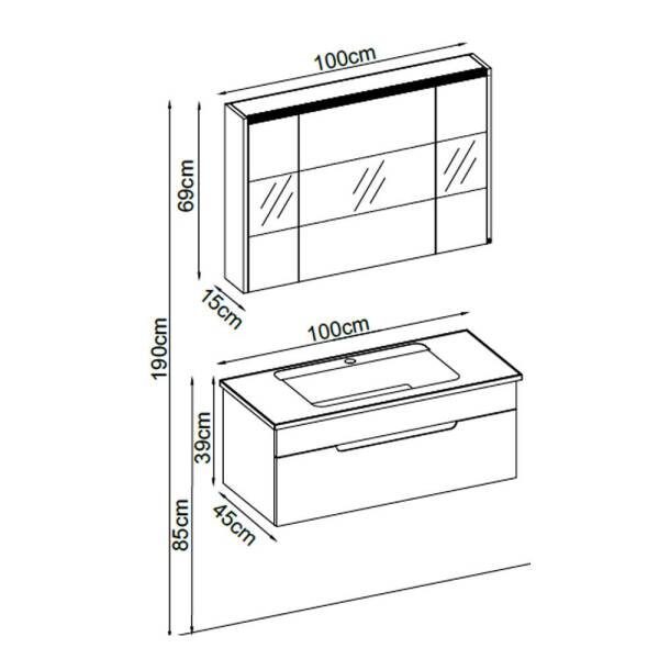 Badella Toledo Banyo Dolap Takımı TOLEDO 39100 V31 100cm Beyaz - 2