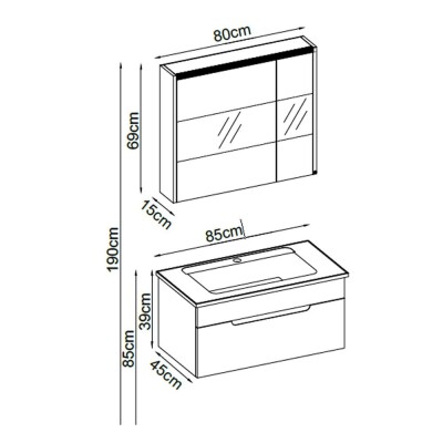 Badella Toledo Banyo Dolap Takımı TOLEDO 3985 V31 85 cm Beyaz - 2