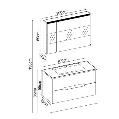 Badella Toledo Banyo Dolap Takımı TOLEDO 55100 V31 100cm Beyaz - 2