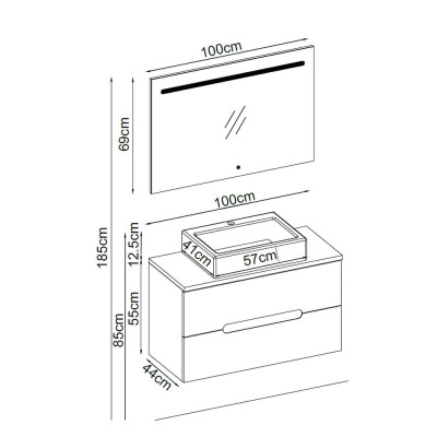 Badella Toledo Banyo Dolap Takımı TOLEDO 55100 V32 100 cm Beyaz - 2