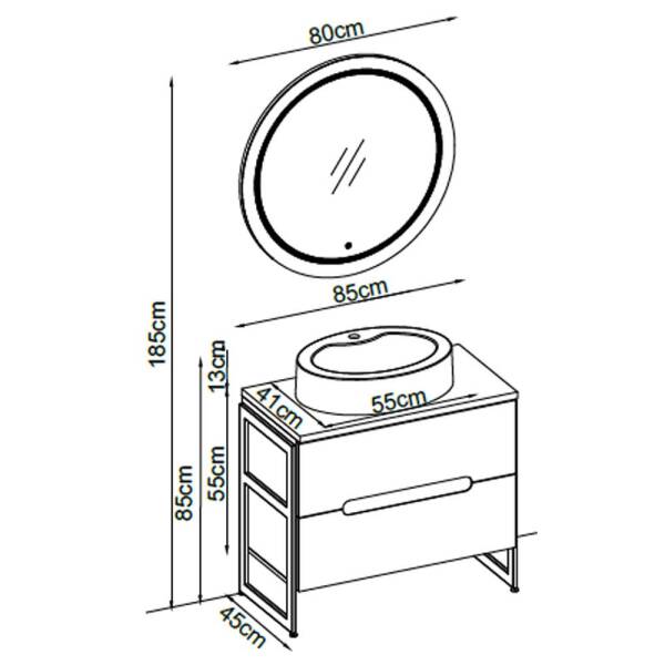 Badella Toledo Banyo Dolap Takımı TOLEDO 5585 V33 85 cm Beyaz - 2