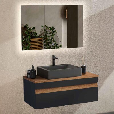 Badella Woodline Banyo Dolap Takımı WOODLINE 39100 V31 100cm Antrasit - 1