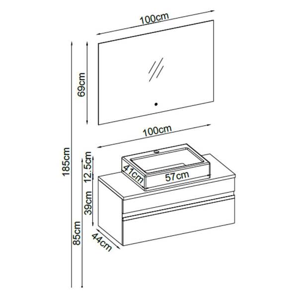 Badella Woodline Banyo Dolap Takımı WOODLINE 39100 V31 100cm Antrasit - 2