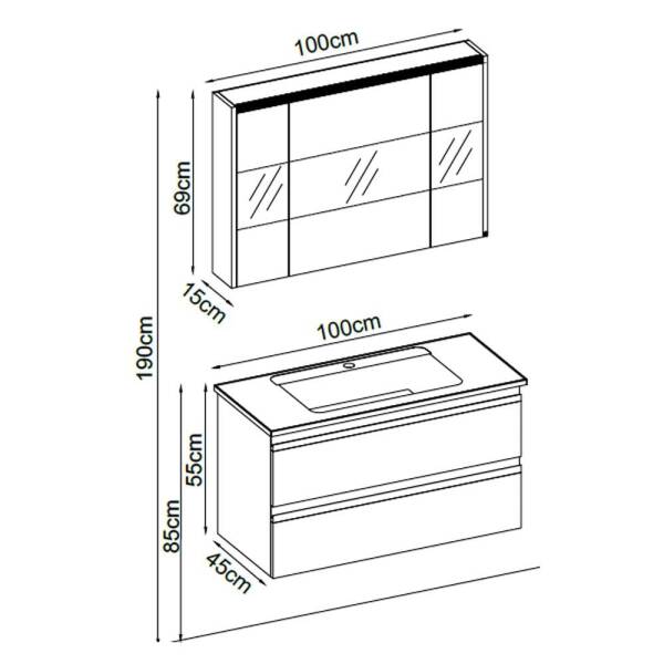 Badella Woodline Banyo Dolap Takımı WOODLINE 55100 V31 100cm Beyaz - 2